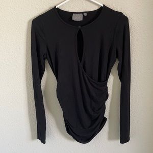Black cut out long sleeve shirt XS